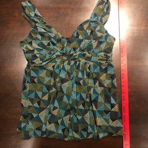 Apt 9 Top Blouse Sleeveless Blue/Green/Black Multicolor Size Large